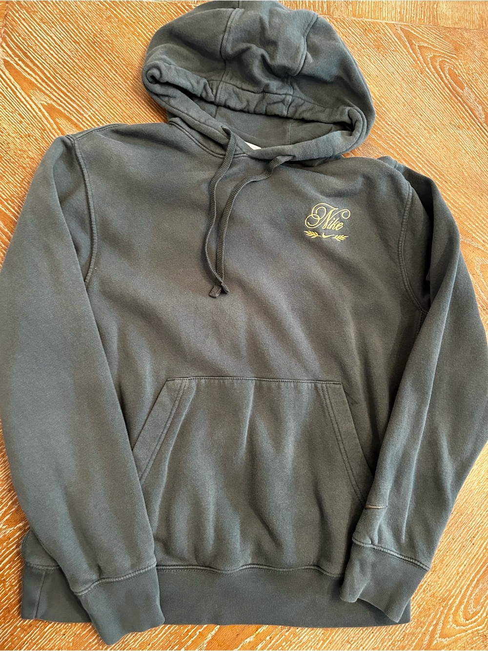 Nike Men's Hoodie in green with Gold Logo